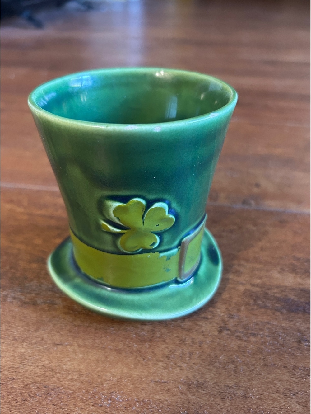 Vintage RB Ceramic Green Leprechaun Hat Mug with Shamrock Design